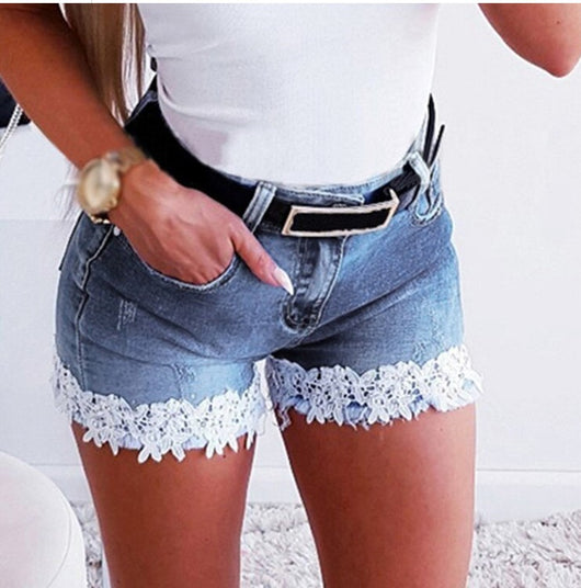 Shorts Vaqueros Holgados de Cintura Alta con Encaje - Image 3