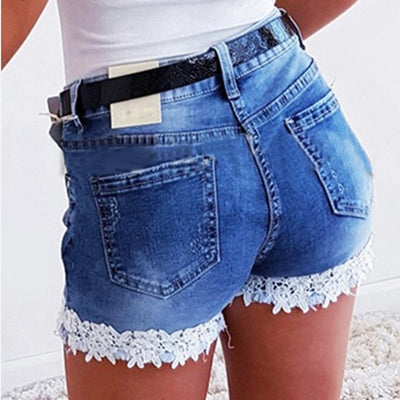 Shorts Vaqueros Holgados de Cintura Alta con Encaje - Image 4
