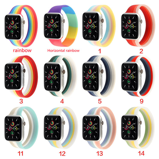 Correa de Silicona para Apple Watch - Arcoíris Multicolor Compatible con Series SE, 6, 5, 4, 3, 2, 1