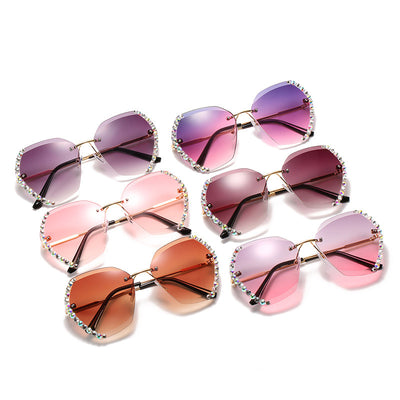 Gafas de Sol Poligonales sin Marco con Detalles de Diamantes - Image 2