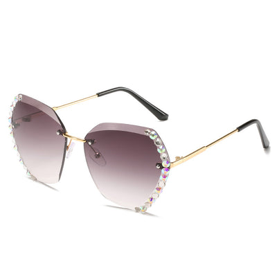 Gafas de Sol Poligonales sin Marco con Detalles de Diamantes - Image 11