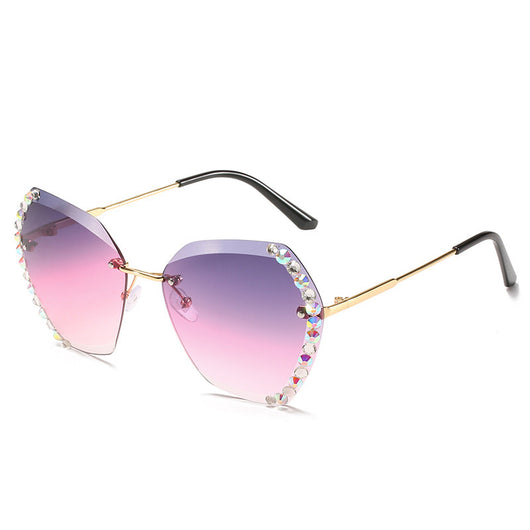 Gafas de Sol Poligonales sin Marco con Detalles de Diamantes - Image 19