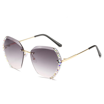 Gafas de Sol Poligonales sin Marco con Detalles de Diamantes - Image 4