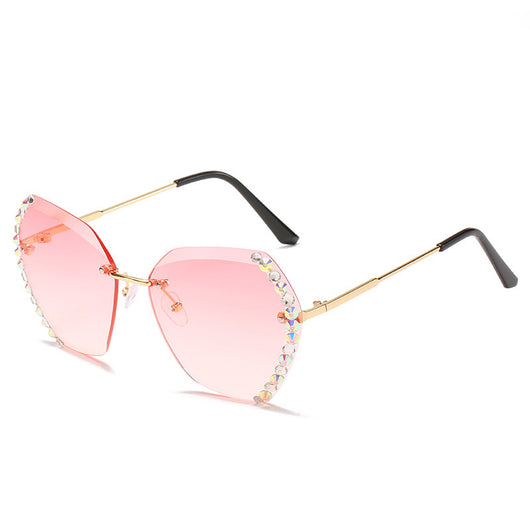 Gafas de Sol Poligonales sin Marco con Detalles de Diamantes - Image 6