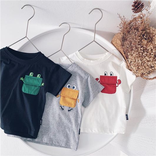 Playera Infantil de Verano con Bolsillo y Contraste de Colores - Image 8