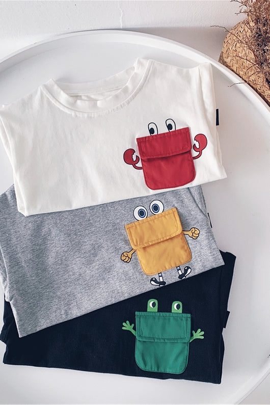 Playera Infantil de Verano con Bolsillo y Contraste de Colores - Image 4