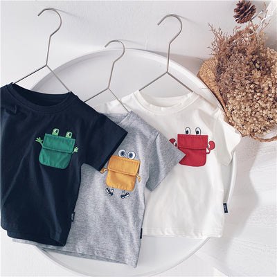 Playera Infantil de Verano con Bolsillo y Contraste de Colores - Image 2
