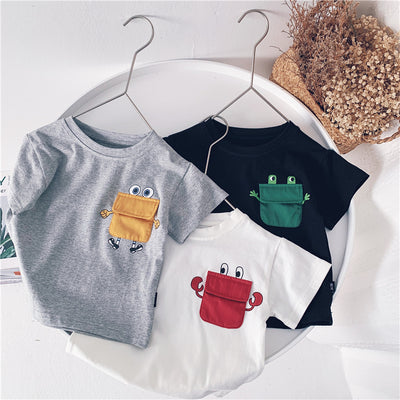 Playera Infantil de Verano con Bolsillo y Contraste de Colores - Image 6