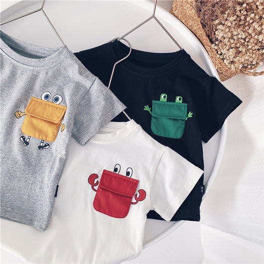 Playera Infantil de Verano con Bolsillo y Contraste de Colores - Image 5