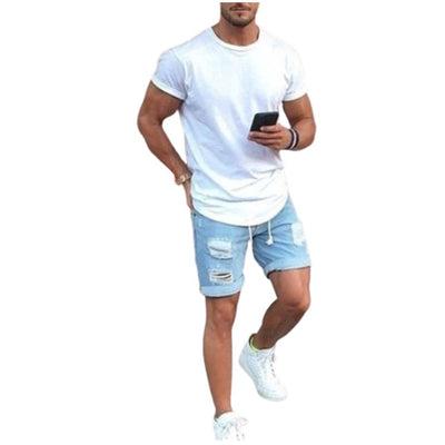Pantalones Cortos Vaqueros Rotos Holgados para Hombre - Estilo Casual Moderno - Image 9