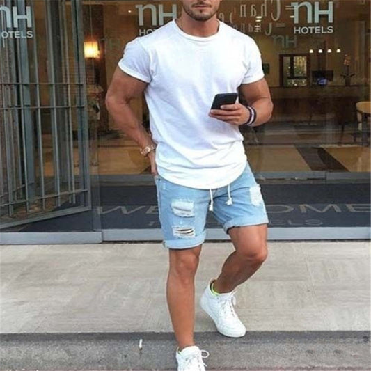 Pantalones Cortos Vaqueros Rotos Holgados para Hombre - Estilo Casual Moderno - Image 2