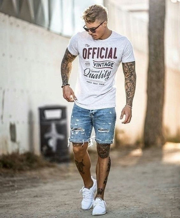 Pantalones Cortos Vaqueros Rotos Holgados para Hombre - Estilo Casual Moderno