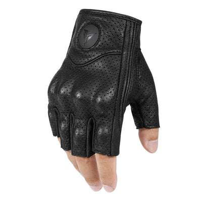 Guantes de Moto sin Dedos de Cuero Transpirable - Protección Todo Clima para Motociclistas - Image 6