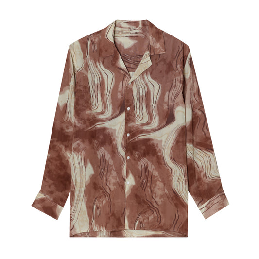 Camisa de Manga Larga con Diseño Abstracto - Estilo Coreano Moderno para Hombre