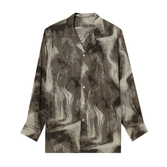 Camisa de Manga Larga con Diseño Abstracto - Estilo Coreano Moderno para Hombre - Image 2