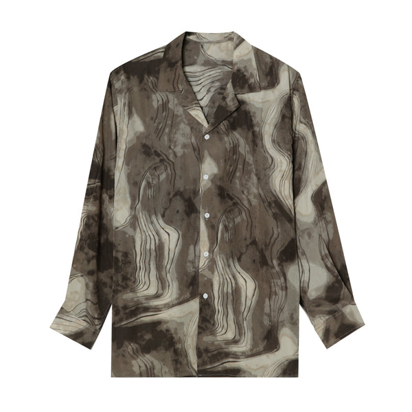 Camisa de Manga Larga con Diseño Abstracto - Estilo Coreano Moderno para Hombre