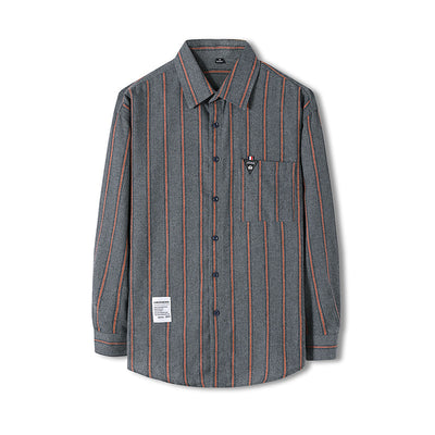 Camisa Rayada Manga Larga Estilo Hong Kong para Hombre - Image 9