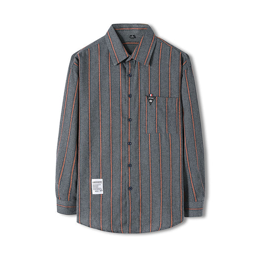 Camisa Rayada Manga Larga Estilo Hong Kong para Hombre