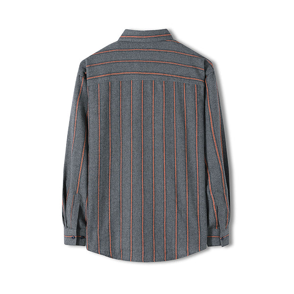 Camisa Rayada Manga Larga Estilo Hong Kong para Hombre