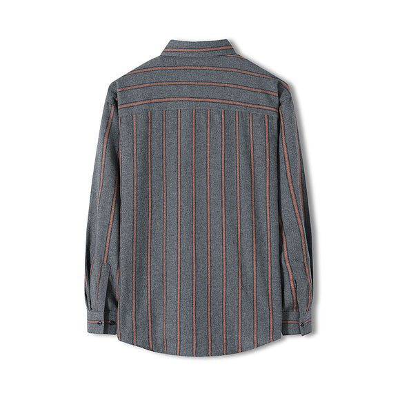 Camisa Rayada Manga Larga Estilo Hong Kong para Hombre