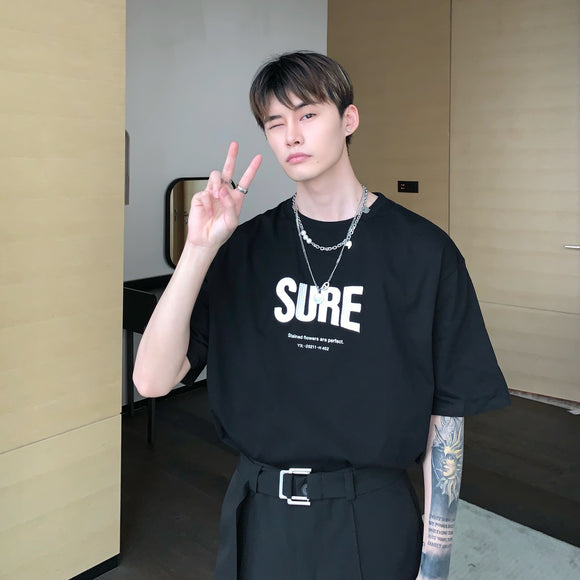 Playera Pareja con Bordado de Letras 3D Manga Corta