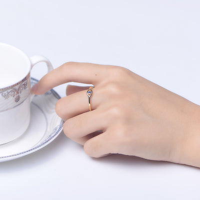 Anillo de Plata 925 con Baño de Oro 18K Ojo de Dios y Circonitas - Joya Nupcial Elegante para Mujer - Image 3