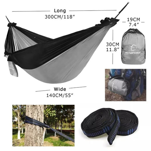 Hamaca de Camping Portátil - Hamaca Doble de Paracaídas para Aventuras al Aire Libre - Image 7