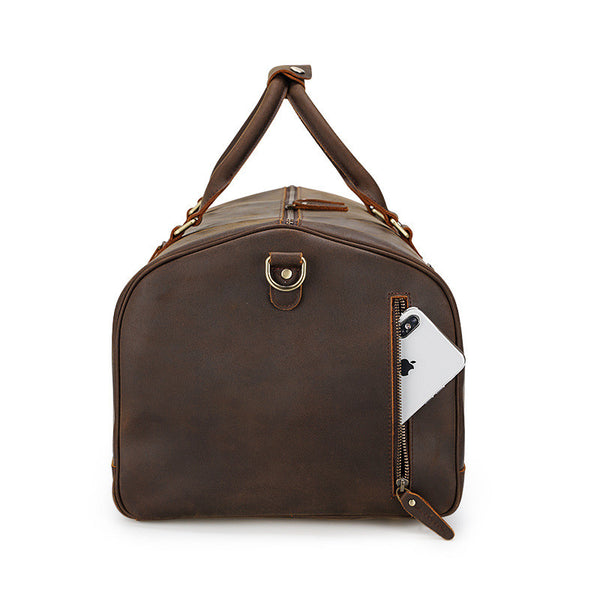 Bolsa de Viaje Retro Cuero Genuino Gran Capacidad Bandolera Hombre