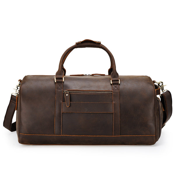 Bolsa de Viaje Retro Cuero Genuino Gran Capacidad Bandolera Hombre
