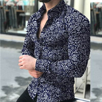 Camisa Cardigan Floral Slim Fit para Hombre con Solapa Musculada - Image 11