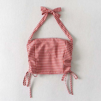 Chaleco Mujer Cuadros Halter Encaje con Cordones - Colección Verano - Image 4