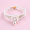 Collar Ajustable Tejido a Mano para Gatos con Flor de Perla y Campana Aromática