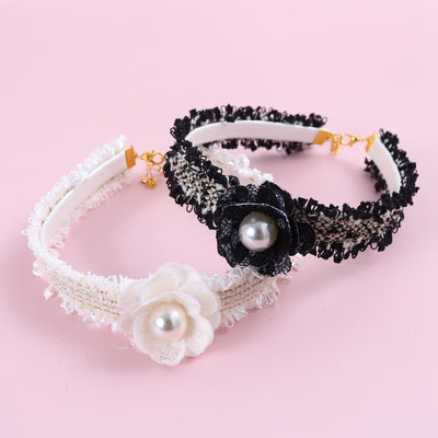 Collar Ajustable Tejido a Mano para Gatos con Flor de Perla y Campana Aromática - Image 4