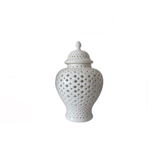 Frasco de Cerámica Blanca Calado Decorativo - Image 3