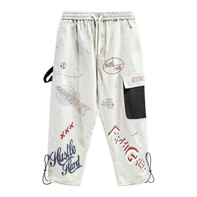 Pantalones Overol Autumn Tide Versión Coreana con Estampado Graffiti Cartoon