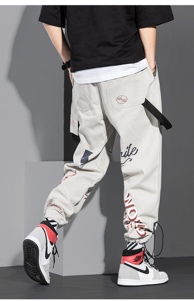 Pantalones Overol Autumn Tide Versión Coreana con Estampado Graffiti Cartoon - Image 5