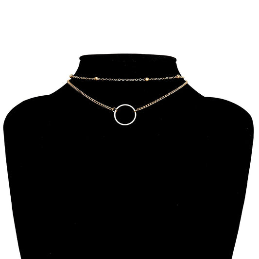 Collar Choker Dorado de Dos Capas - Joyería Moderna para Mujeres - Image 2