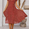 Vestido Estampado Escote V con Cordones y Detalles de Encaje