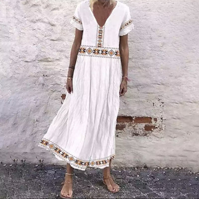 Vestido Estampado Escote V Talla Grande - Diseño Simple y Elegante - Image 3