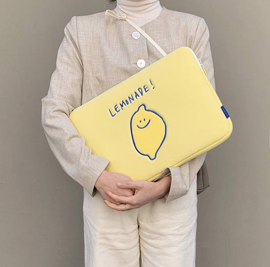 Bolsa para Tablet y Laptop con Diseño Coreano Bordado de Limón