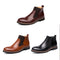 Zapatos de Cuero Plano Talla Grande Corte Medio Alto con Tallado Broch Pulido