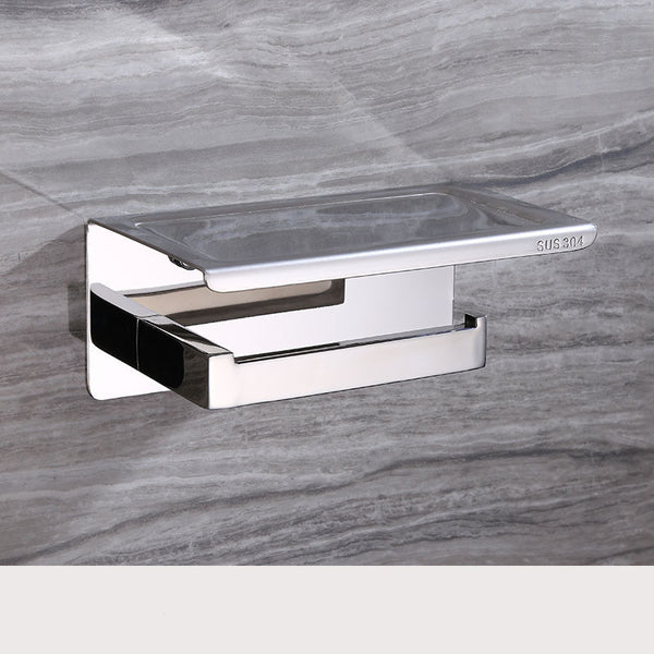 Portarrollos de Acero Inoxidable 304 con Soporte para Celular - Organizador de Baño Multifuncional