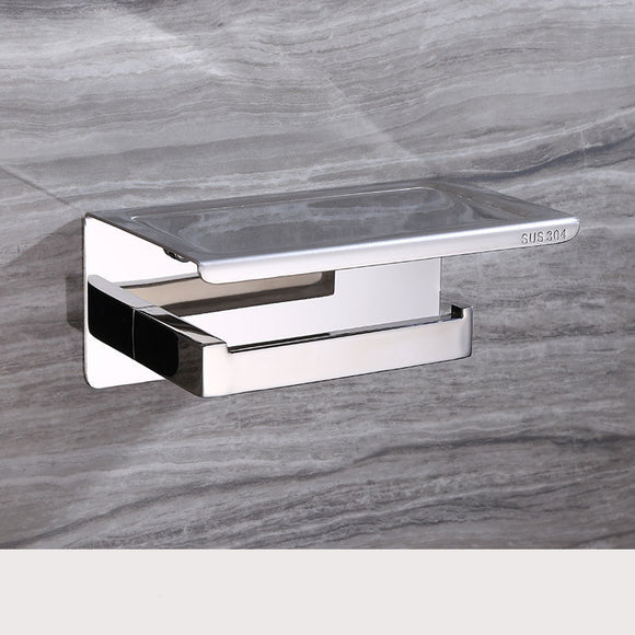 Portarrollos de Acero Inoxidable 304 con Soporte para Celular - Organizador de Baño Multifuncional