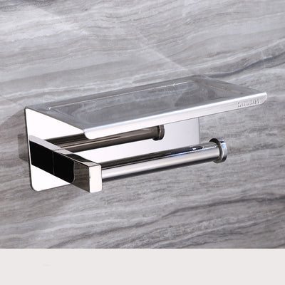 Portarrollos de Acero Inoxidable 304 con Soporte para Celular - Organizador de Baño Multifuncional