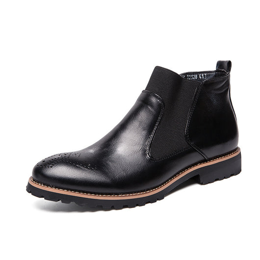 Zapatos de Cuero Plano Talla Grande Corte Medio Alto con Tallado Broch Pulido - Image 7