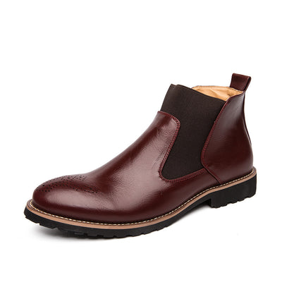 Zapatos de Cuero Plano Talla Grande Corte Medio Alto con Tallado Broch Pulido - Image 8