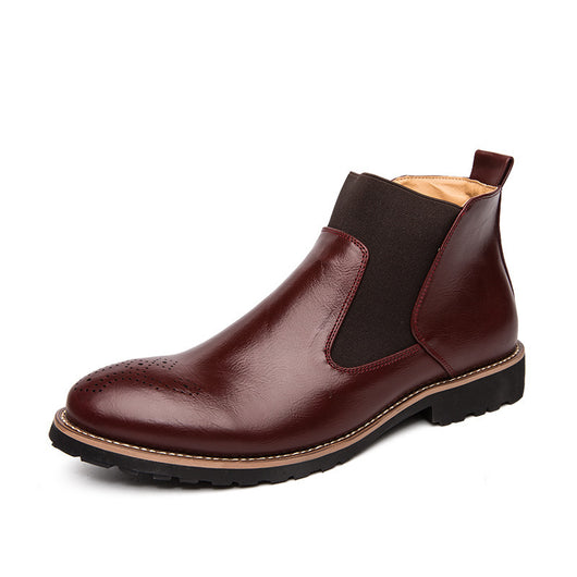 Zapatos de Cuero Plano Talla Grande Corte Medio Alto con Tallado Broch Pulido - Image 8