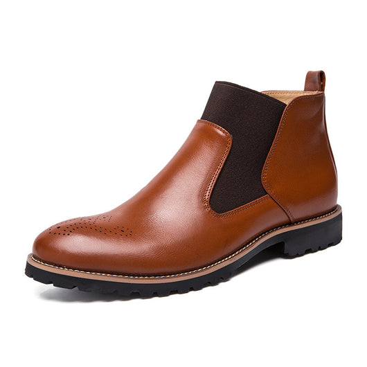 Zapatos de Cuero Plano Talla Grande Corte Medio Alto con Tallado Broch Pulido - Image 9