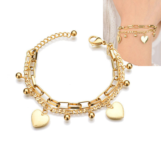 Pulsera de Acero Inoxidable para Mujer - Regalo de Pareja con Corazón - Image 3
