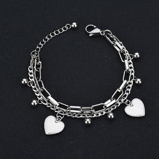 Pulsera de Acero Inoxidable para Mujer - Regalo de Pareja con Corazón